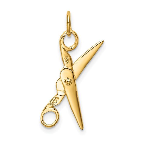 Kazi Luxury 14k Yellow Gold 3D Moveable Scissors Charm
